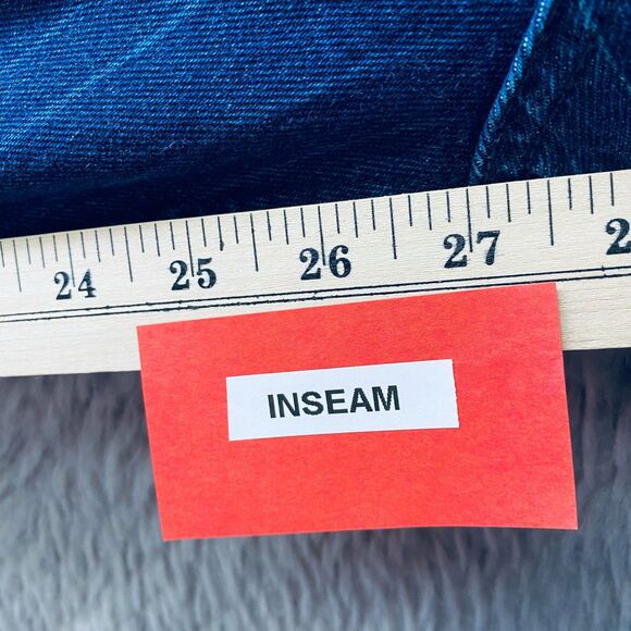 ASOS Denim Women's Jeans 26x27 Skinny Pinstripe Tapered Leg Raw Hems Mom Jeans - Picture 7 of 11